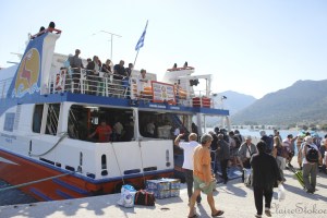 The hustle and bustle of the twice weekly ferry stop!