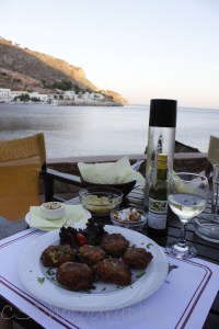 Zucchini Ball and a vino for sunset at Pandelli.